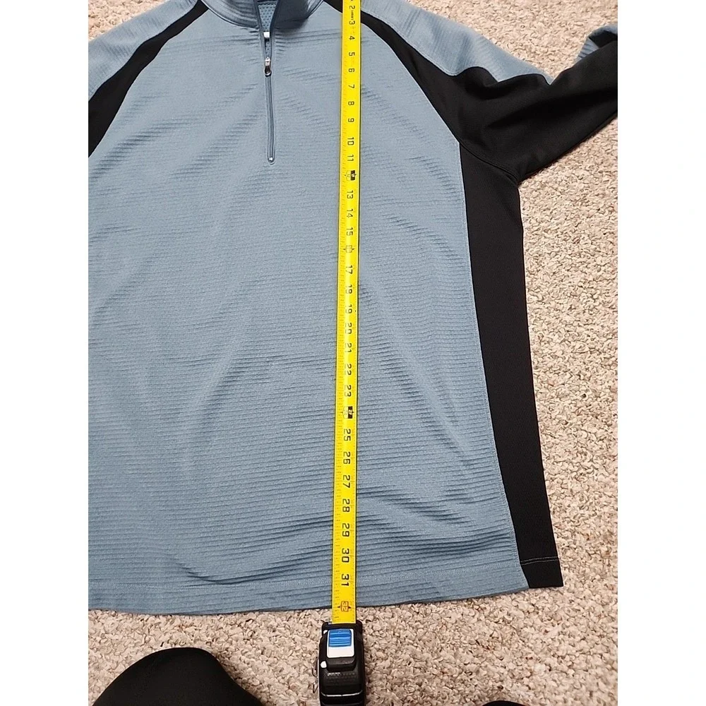 Nike Golf Therma Pullover XXL Blue Black 1/4 Zip Long Sleeve Nike Fit Textured‎